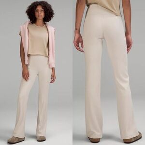 Lululemon Brushed Softstreme Rib Zip Flare Pants White Opal 14 Nwt